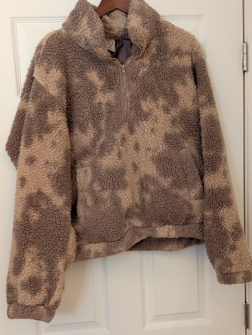 Sage Taupe & Cream Teddy Sherpa Zip Jacket